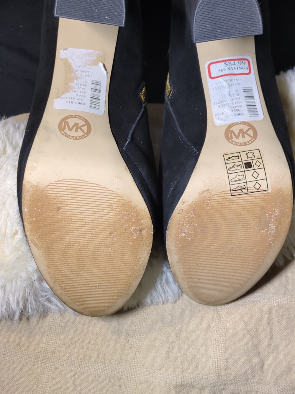 Michael Kors Black Suede High Heel Ankle Boots w/Gold Zippers NOW ONLY $55 WOW - Picture 5 of 13